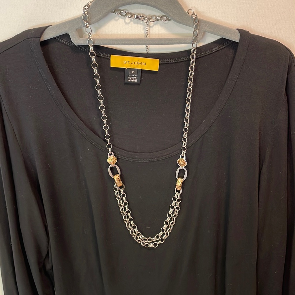Etienne Aigner Gold Silver Tone 34 Necklace Can Be Worn A Few Different Ways 15$